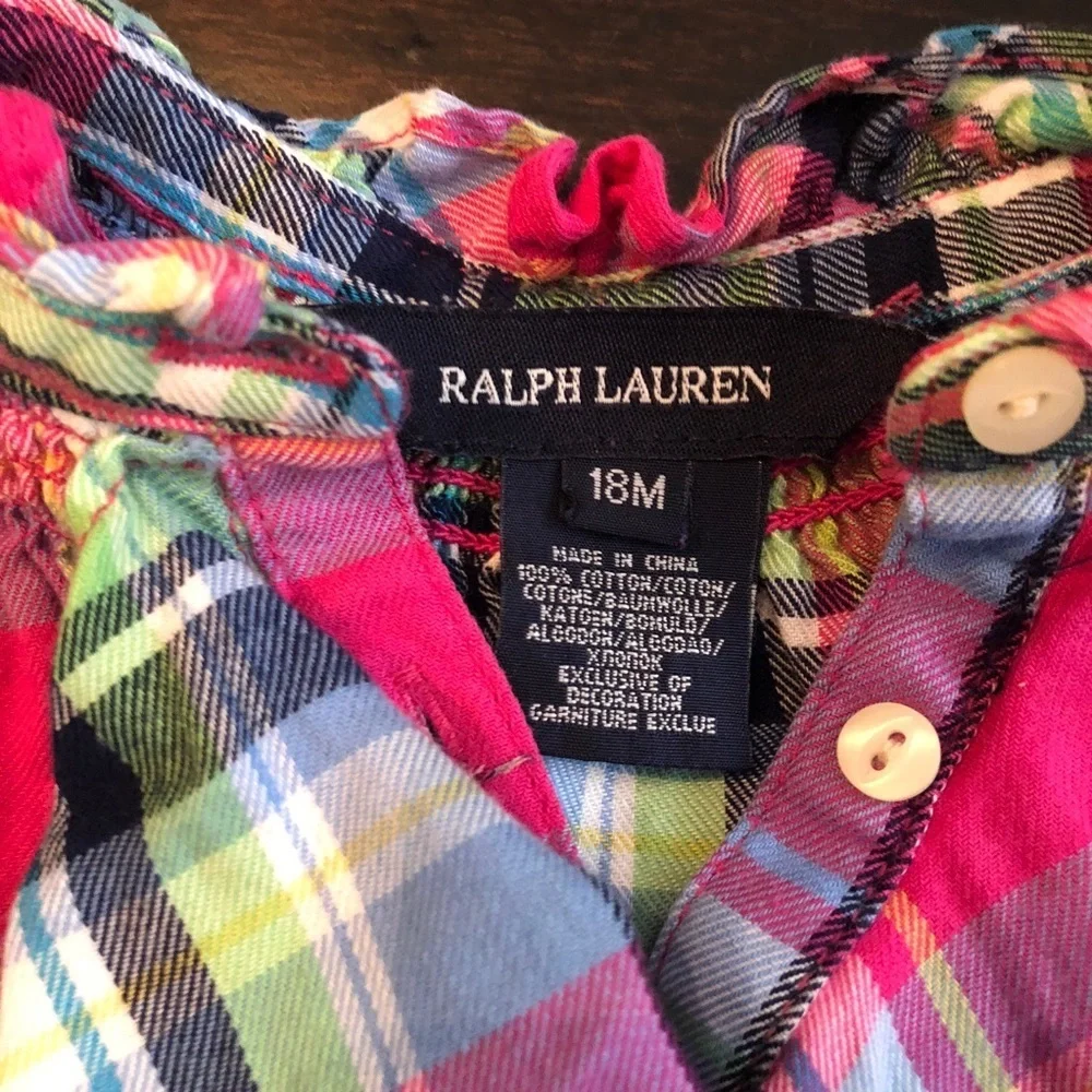 Vibrant Ralph Lauren Ruffled Plaid Peplum Top Ralph Lauren 18M